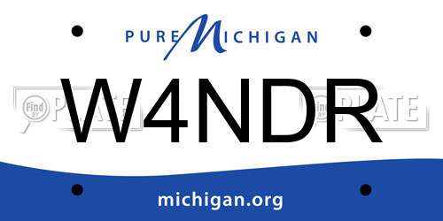 W4NDR Michigan License Plate