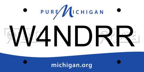 W4NDRR Michigan License Plate