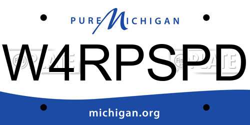 W4RPSPD Michigan License Plate