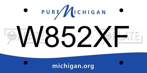 W852XF Michigan License Plate