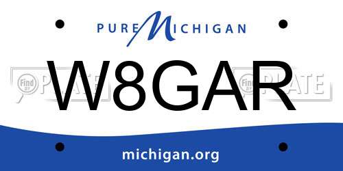 W8GAR Michigan License Plate