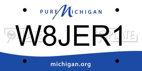 W8JER1 Michigan License Plate