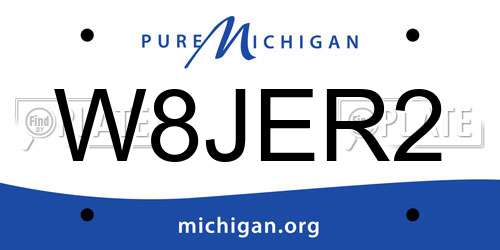 W8JER2 Michigan License Plate