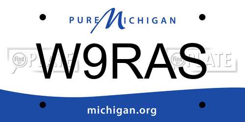 W9RAS Michigan License Plate
