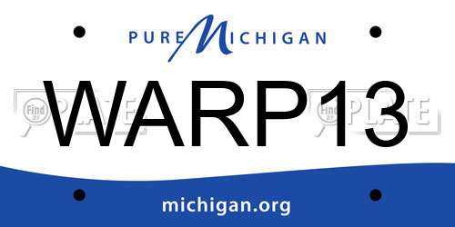 WARP13 Michigan License Plate