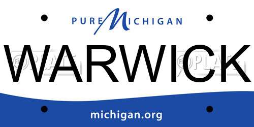 WARWICK Michigan License Plate