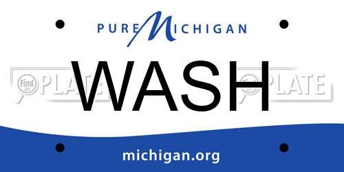 WASH Michigan License Plate