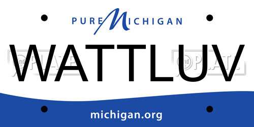 WATTLUV Michigan License Plate