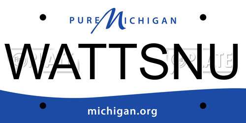 WATTSNU Michigan License Plate