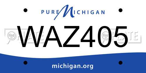 WAZ405 Michigan License Plate