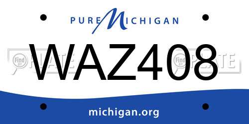 WAZ408 Michigan License Plate