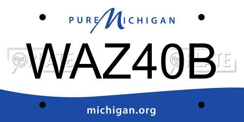 WAZ40B Michigan License Plate