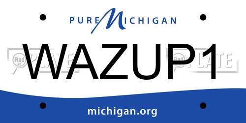 WAZUP1 Michigan License Plate