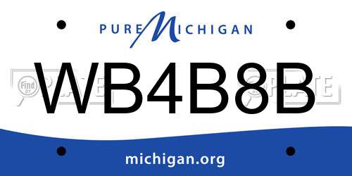 WB4B8B Michigan License Plate