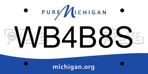 WB4B8S Michigan License Plate