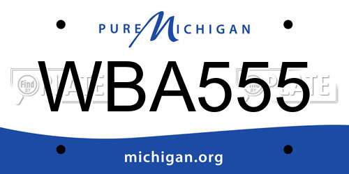 WBA555 Michigan License Plate
