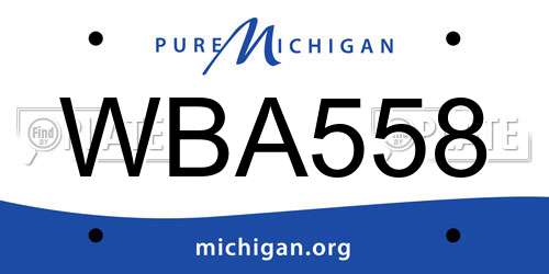 WBA558 Michigan License Plate