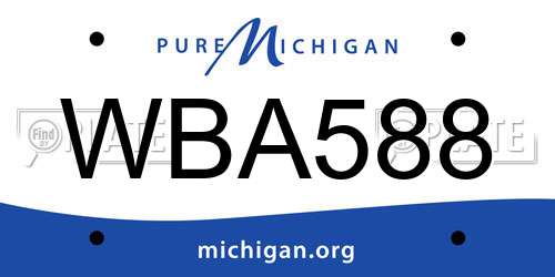 WBA588 Michigan License Plate
