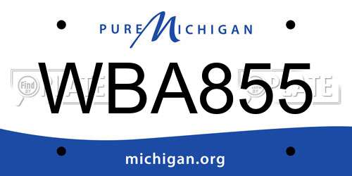 WBA855 Michigan License Plate