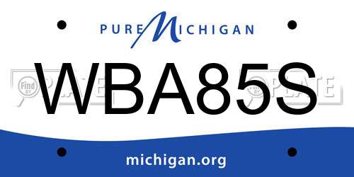 WBA85S Michigan License Plate