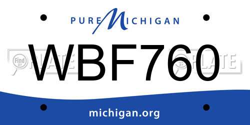 WBF760 Michigan License Plate