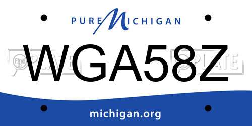 WGA58Z Michigan License Plate