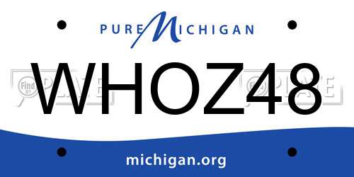 WHOZ48 Michigan License Plate