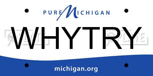 WHYTRY Michigan License Plate