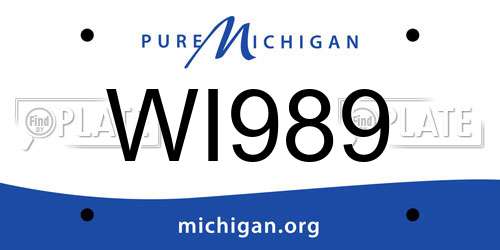 WI989 Michigan License Plate