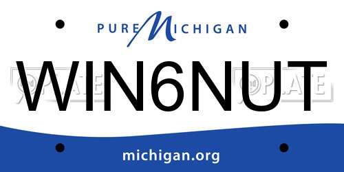WIN6NUT Michigan License Plate