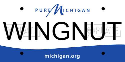 WINGNUT Michigan License Plate
