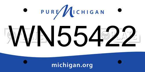 WN55422 Michigan License Plate