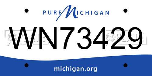 WN73429 Michigan License Plate