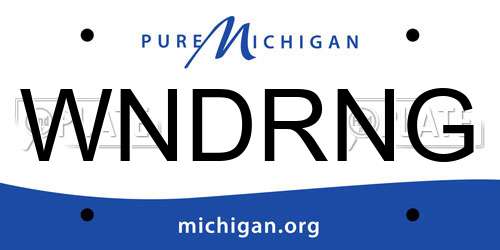 WNDRNG Michigan License Plate
