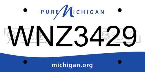 WNZ3429 Michigan License Plate