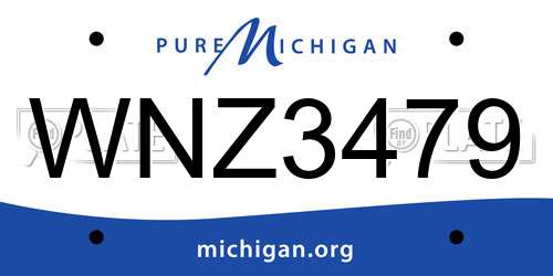 WNZ3479 Michigan License Plate
