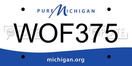 WOF375 Michigan License Plate