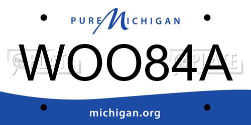WOO84A Michigan License Plate