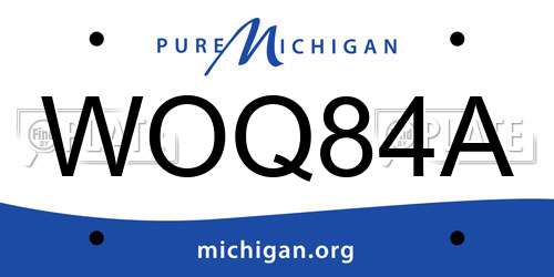 WOQ84A Michigan License Plate
