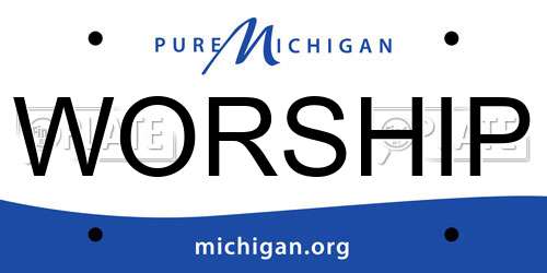 WORSHIP Michigan License Plate