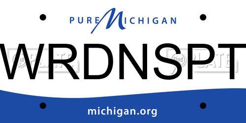 WRDNSPT Michigan License Plate