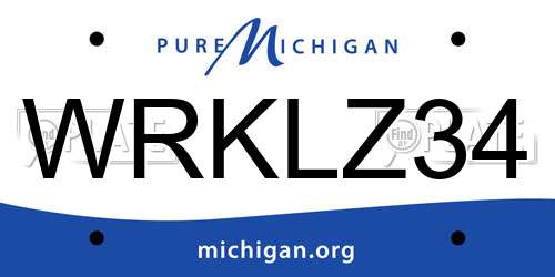 WRKLZ34 Michigan License Plate
