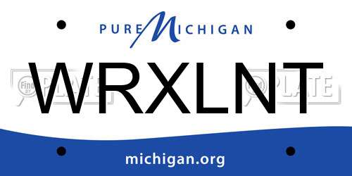 WRXLNT Michigan License Plate
