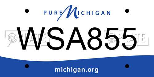 WSA855 Michigan License Plate