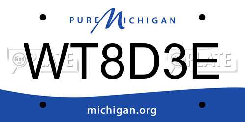 WT8D3E Michigan License Plate
