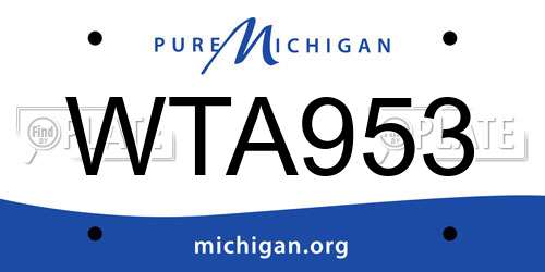 WTA953 Michigan License Plate