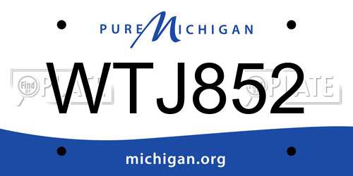 WTJ852 Michigan License Plate