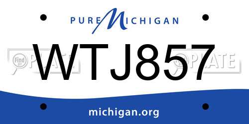 WTJ857 Michigan License Plate