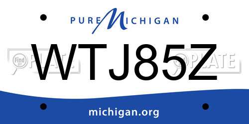 WTJ85Z Michigan License Plate