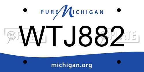 WTJ882 Michigan License Plate